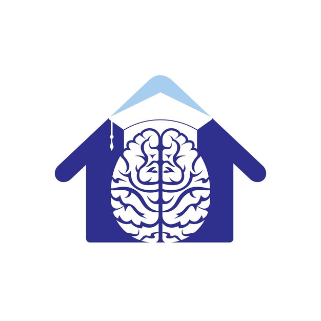 Brain and graduation cap icon logo design