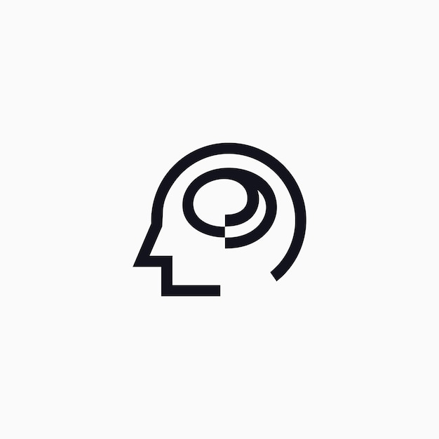 brain head logo vector icon line illustration