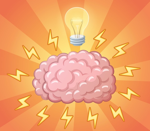 Vector brain and ligh bulb as idea vector illustration concept