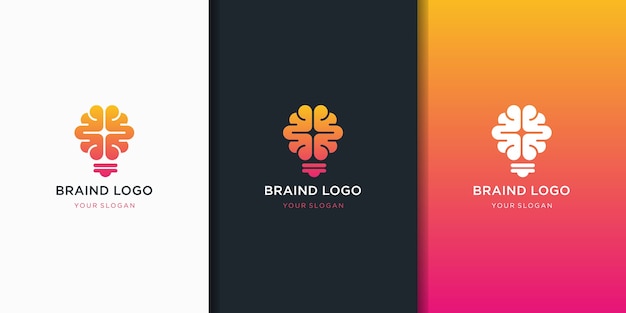 Brain light bulb logo vector design