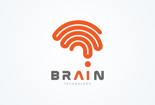 Brain Logo, modern brain logo with line style, flat design logo template element