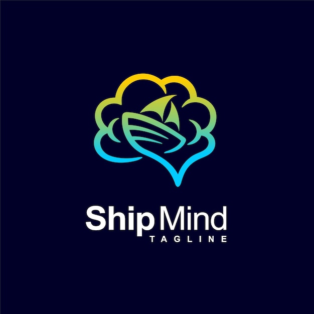 Brain logo with ship concept