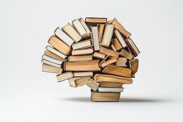 Vector a brain made of books symbolizing the importance and power of reading for mental wellbeing white background ar 32 v 61 job id a2f2009b35f84e2ebed9ceb6c98f64d2