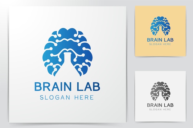 Brain and negative space of test tube logo Designs Inspiration Isolated on White Background