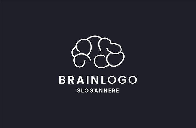 brain outline monoline art logo vector icon