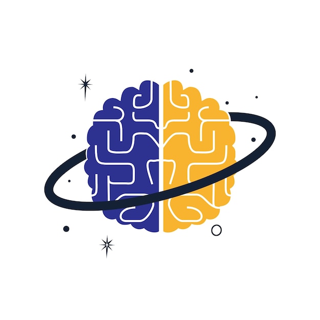 Brain planet vector logo design Intellectual and smart logo concept