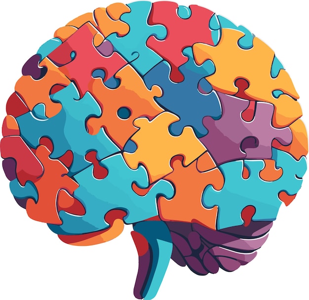 Vector brain puzzle pieces complex problem solving interlocking puzzle brain problemsolving brain conce