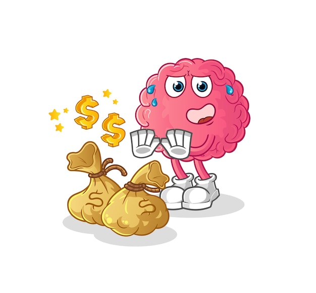 brain refuse money illustration. character vector