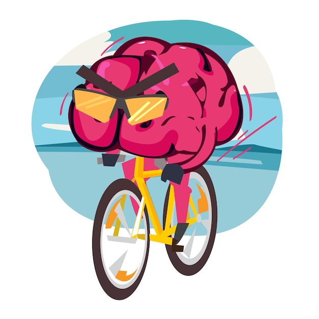 brain riding bicycle brain training vector