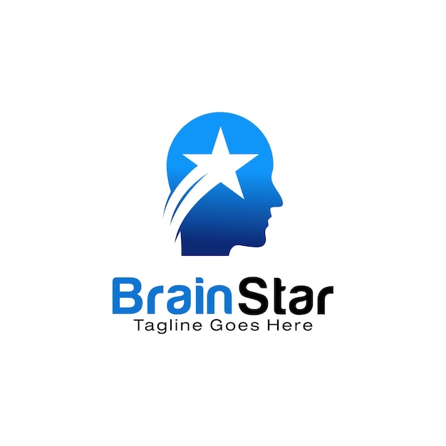 Brain Star logo design template