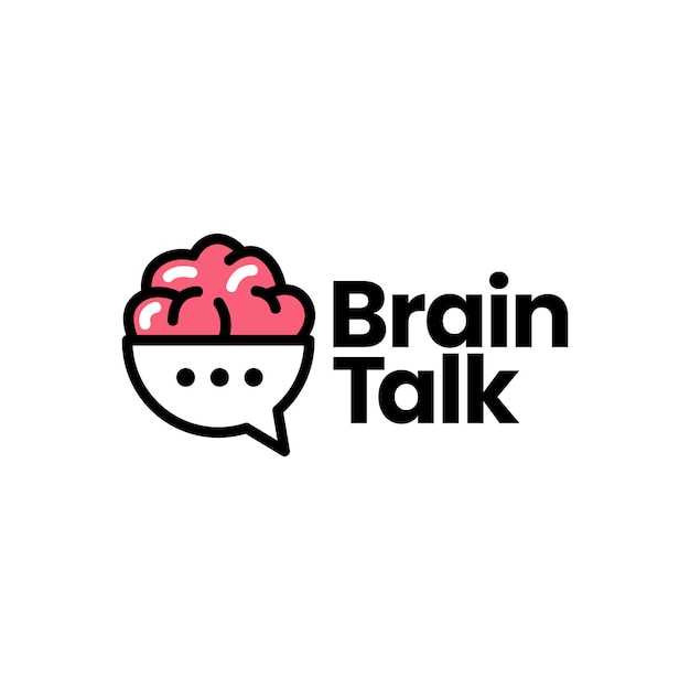 Brain talk chat bubble think logo icon illustration