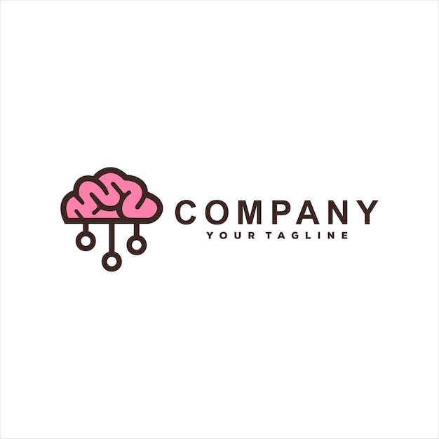 Brain tech cartoon logo design