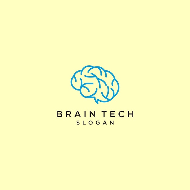 Brain tech logo design icon vector