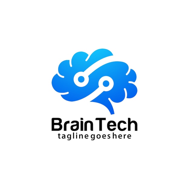 Brain tech logo design template