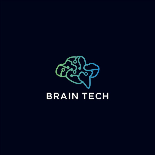 Brain Tech logo icon design template flat vector