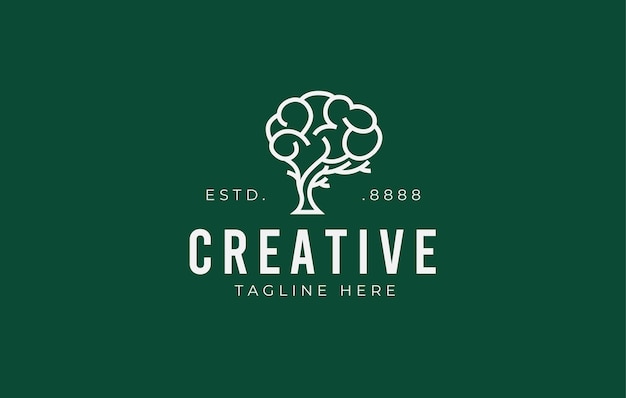 Brain tree logo design Creative intelligent brain growth illustration