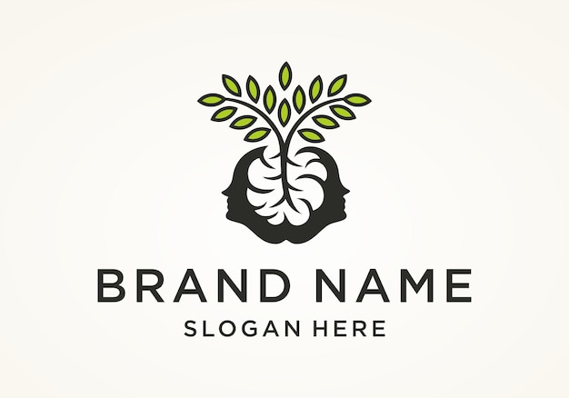 Brain Tree People Logo Vector