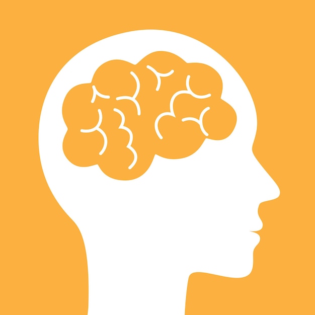 Brain vector icon. Simple silhouette symbol.