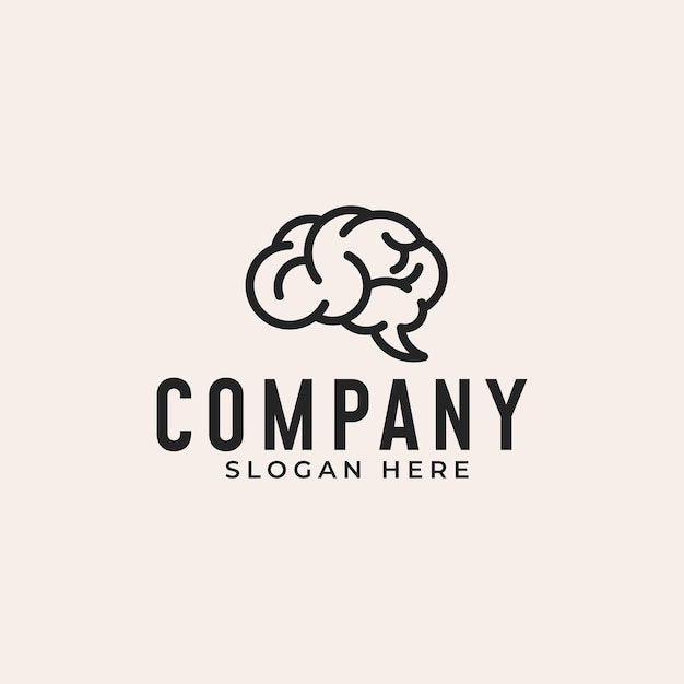 Brain With Bubbles Chat Logo Design Illustration