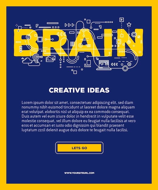 brain word lettering on landing page