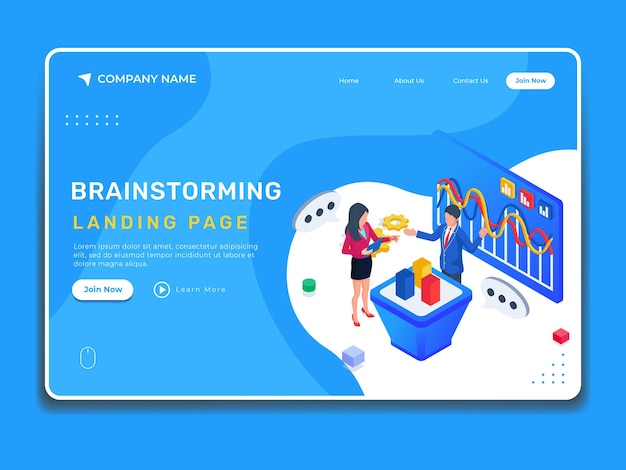 Brainstorming landing page illustration template