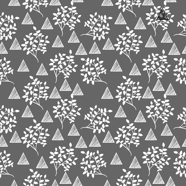 Branch leaves and triangle seamless pattern vintage