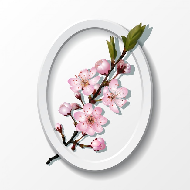 Vector branch of pink sakura cherry flowers