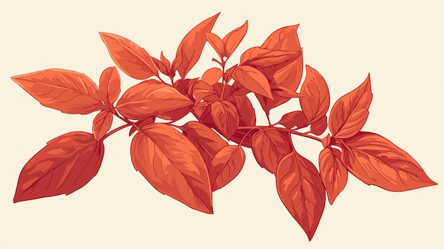 a branch of red leaves with a red flower in the middle