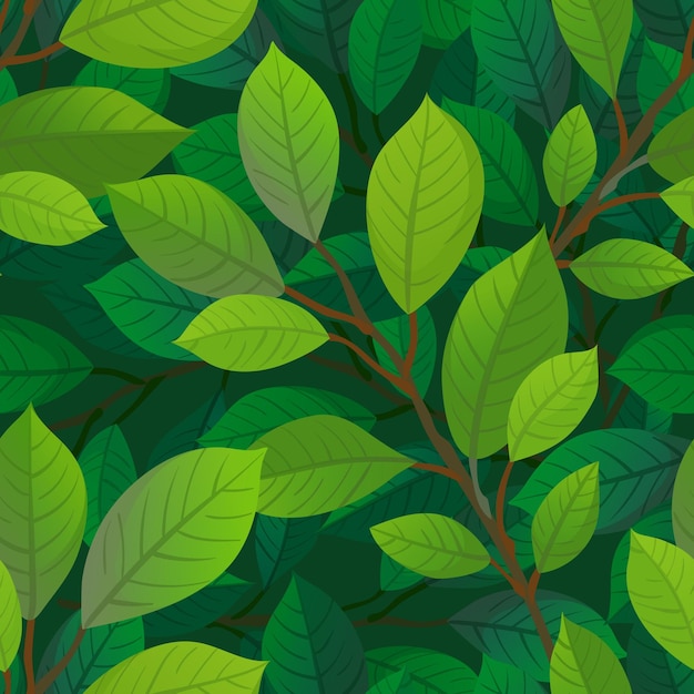 Branches and leaves seamless pattern