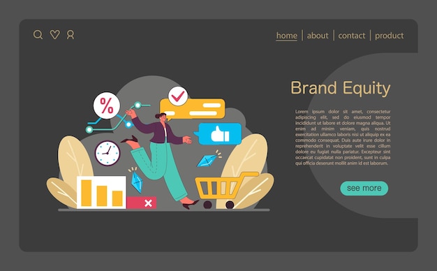 Brand equity concept vibrant portrayal of customer satisfaction and market data influencing brand