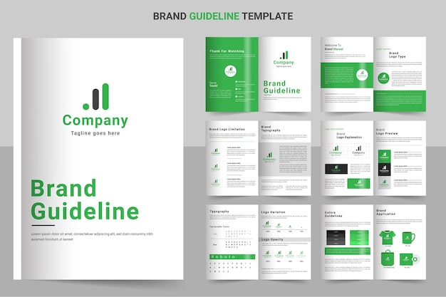 Brand Guidelines Manual Layout with green color