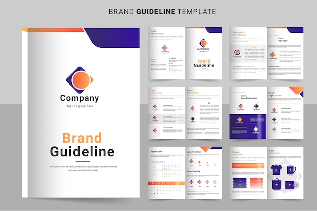 Brand Guidelines Manual Layout with orange color