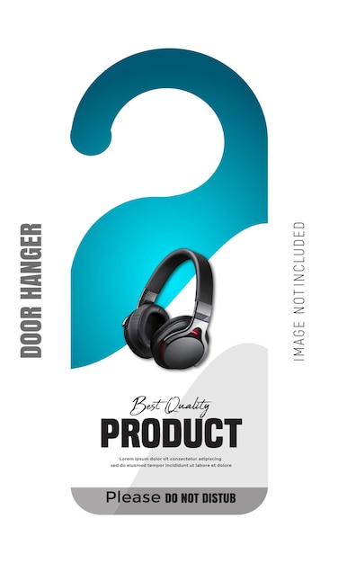 Brand headphone monitor product and door hanger or web banner ad design template