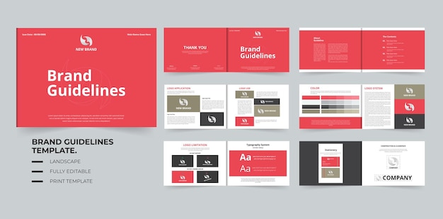 Vector brand identity guideline template or visual identity template design