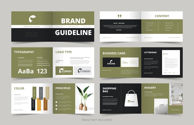 Vector brand manual layout with yellow accents brand guidelines brand identity brand manual