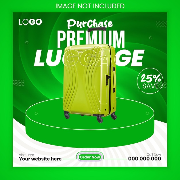 Brand new luggage bag and black friday super sale social media banner template