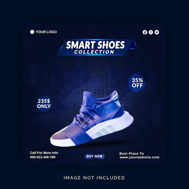 Brand New Smart Shoes Exclusive Collection Instagram Banner Ad Concept Social Media Post Template