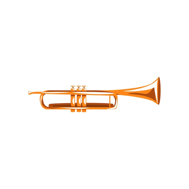 Brass trumpet, classical music wind instrument vector Illustration isolated on a white background.