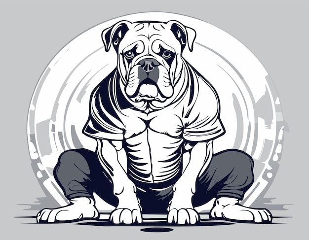 Vector brave animal bulldog head face mascot design vector illustration cute english bulldog sketch