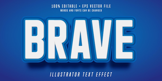 Brave editable text effect Blue style 3d font