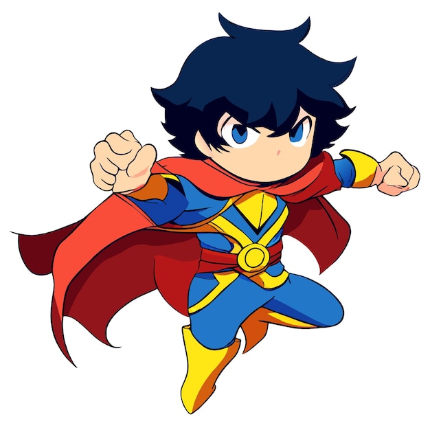 Vector brave little guardian cute boy superhero cartoon vector