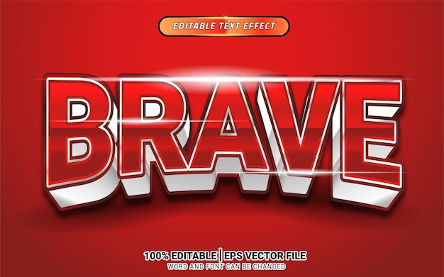 Brave red silver 3d text effect editable template design for headline title