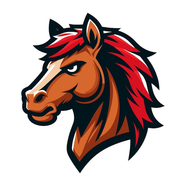 brave strong animal horse head face mascot design vector illustration logo template