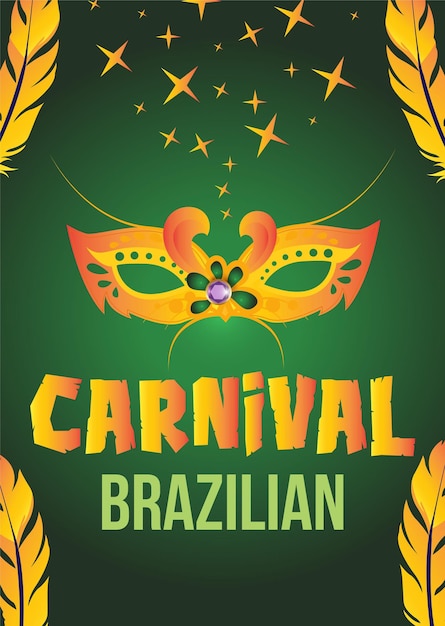 Brazil carnival greeting card, party invitation, banner, poster or flyer. Carnival in Rio