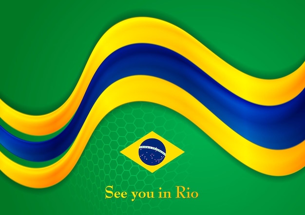 Brazil colors abstract corporate smooth wavy background Vector graphic design