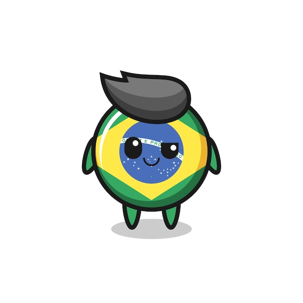 Brazil flag badge cartoon with an arrogant expression