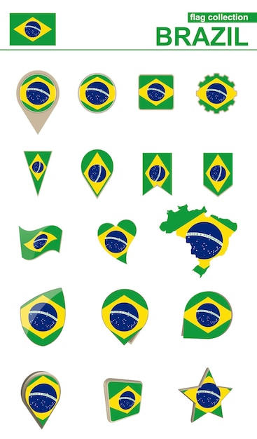 Brazil Flag Collection Big set for design