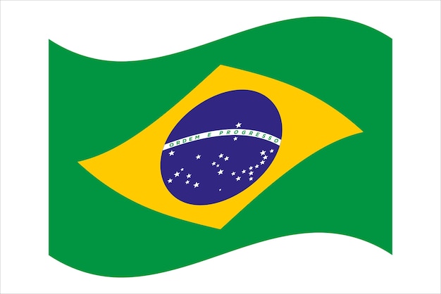 Brazil flag curved illustration Brazilian flag