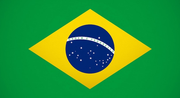 Brazil flag over green background vector with accurate color code paper texture illustration