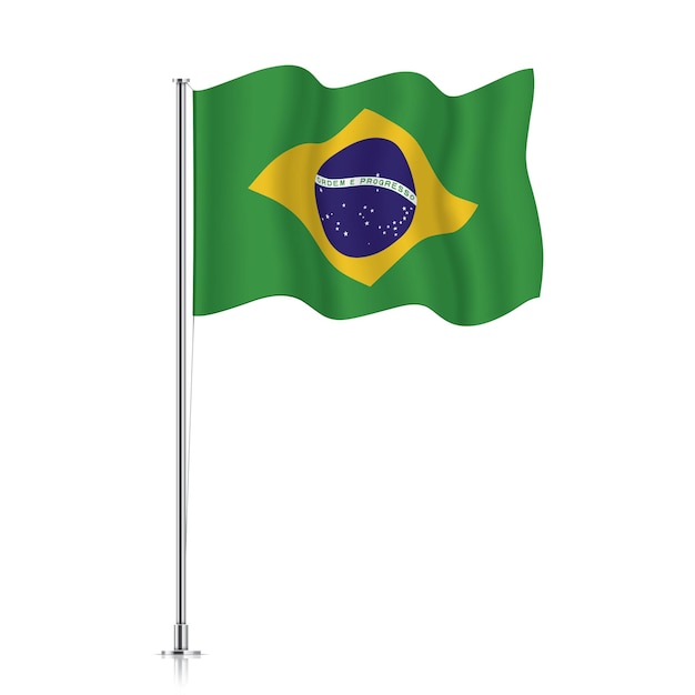 Brazil flag waving on a metallic pole